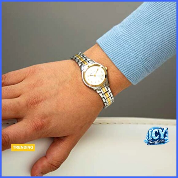 Mineral Crystal Lens Dress Watch Adjustable Link Bracelet Double Push-Button Mineral Crystal Lens Two-Tone Adjustable Link Bracelet Watch main image 2